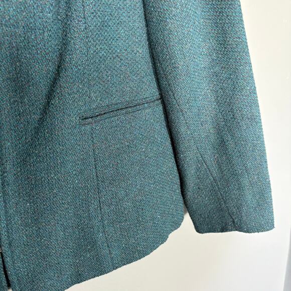Hillard Hanson Teal Wool Blend Tweed Zip Up Jacket - Size 16W - Womens Plus Size - Picture 3 of 7